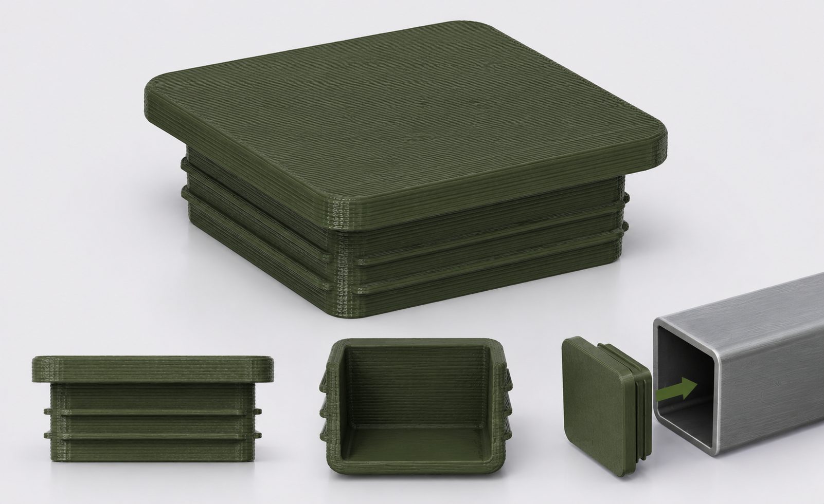 Capac teava rectangulara culoare verde